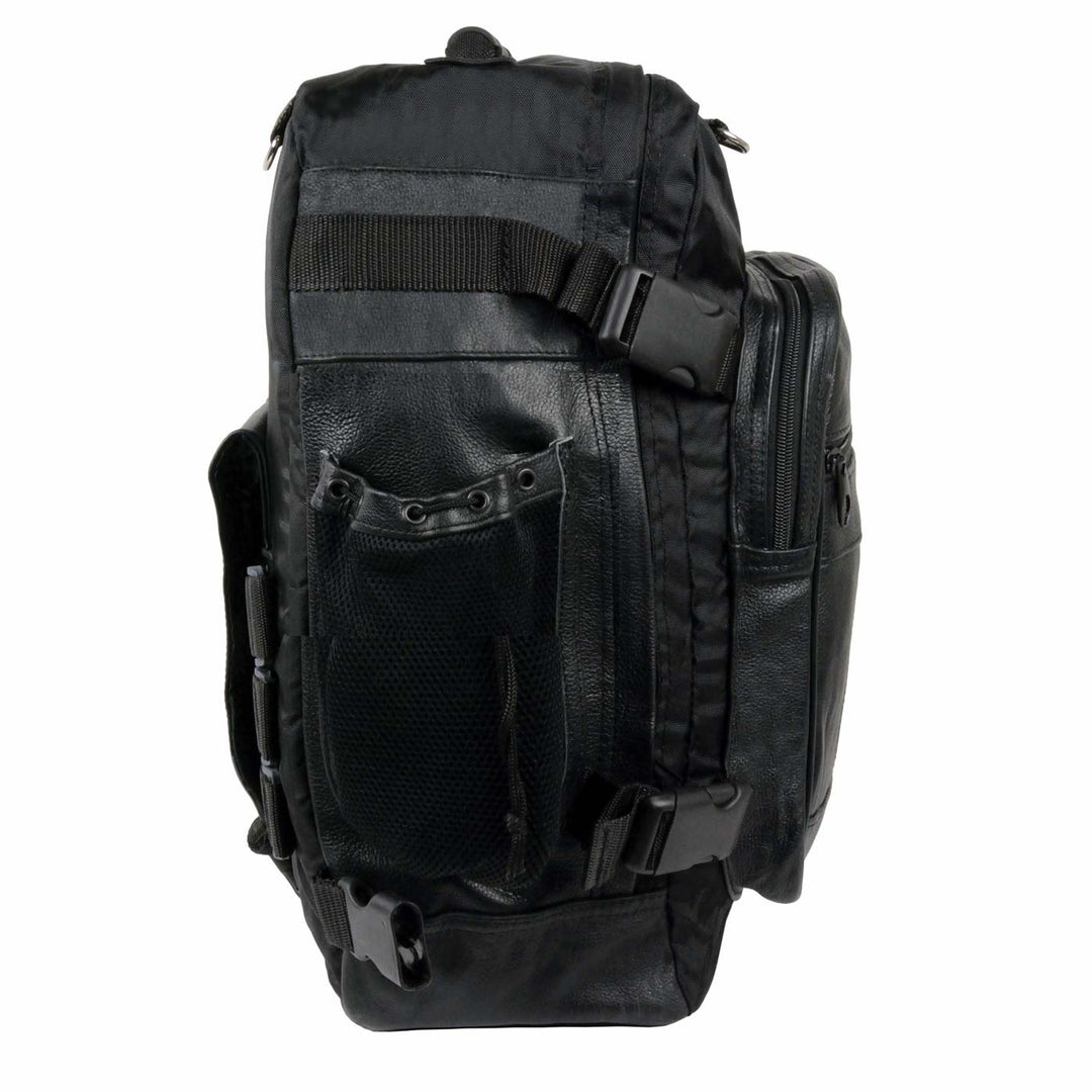 Milwaukee Leather SH54001 Medium Black Leather and Textile Motorcycle Cruiser Sissy Bar Bag