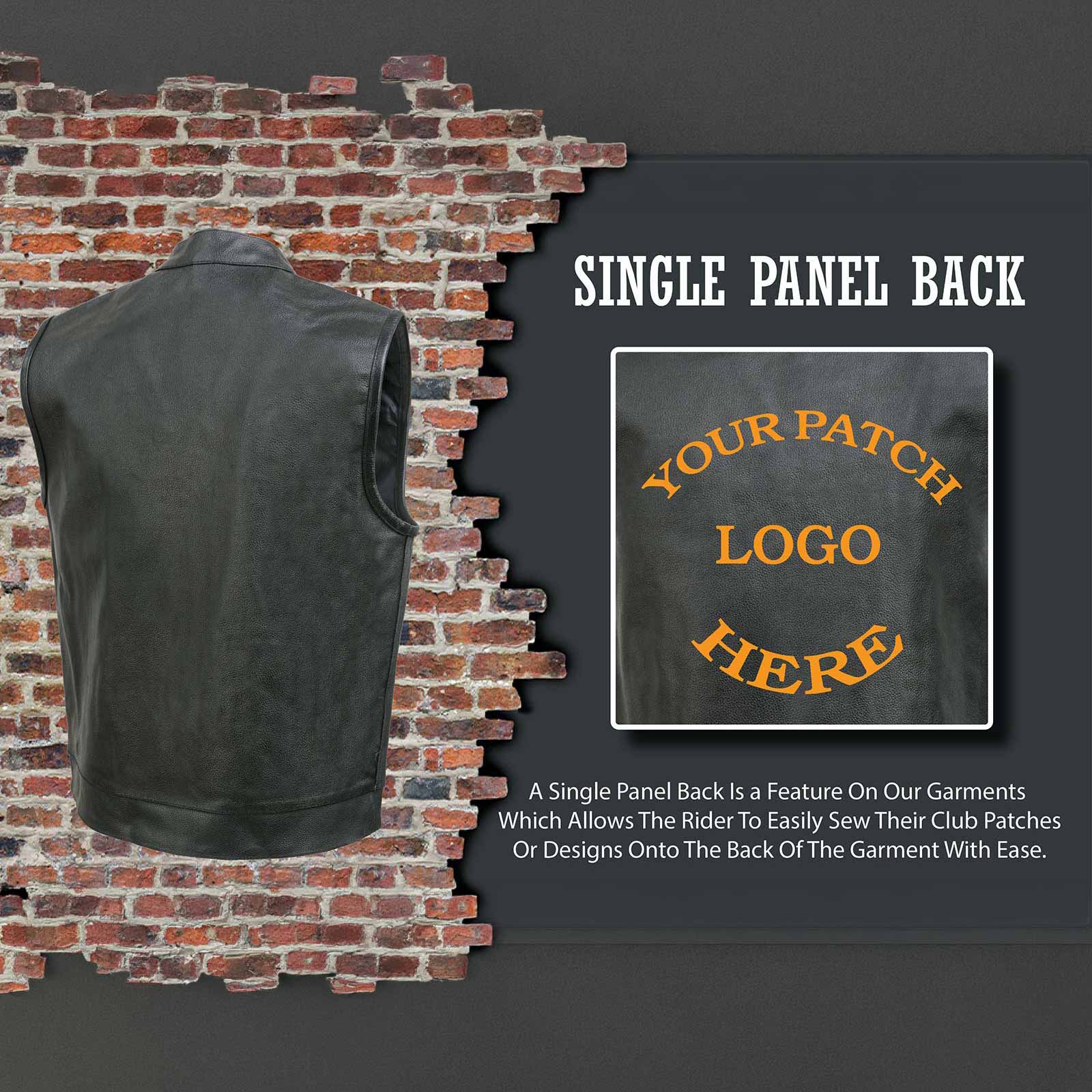 Event Leather Men's Rapid Fire Black Leather Motorcycle Vest, ELM3910