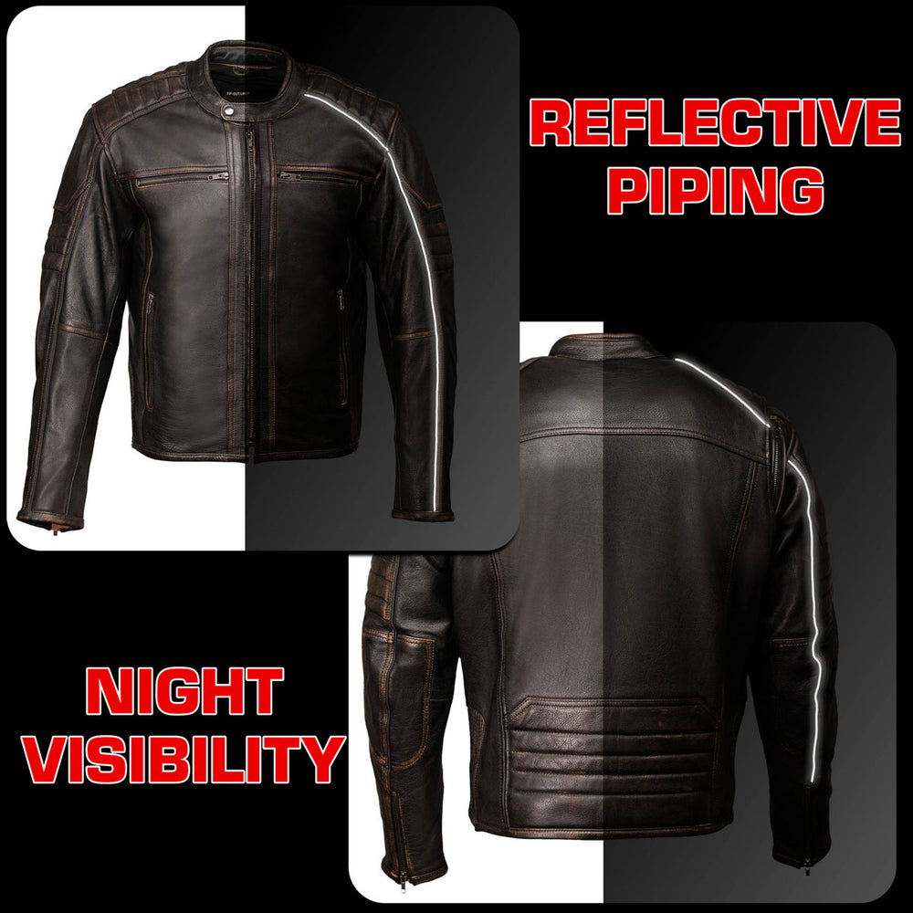 Milwaukee Motorcycle Clothing Co. Men's Brown Leather Jacket, MMC10004