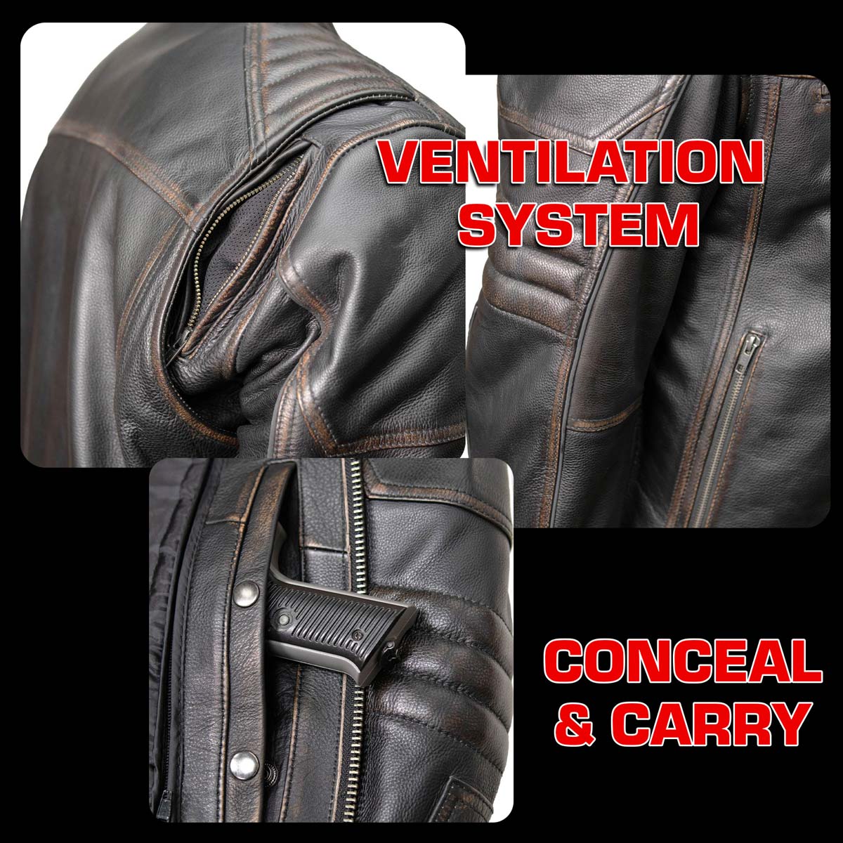 Milwaukee Motorcycle Clothing Co. Men's Brown Leather Jacket, MMC10004