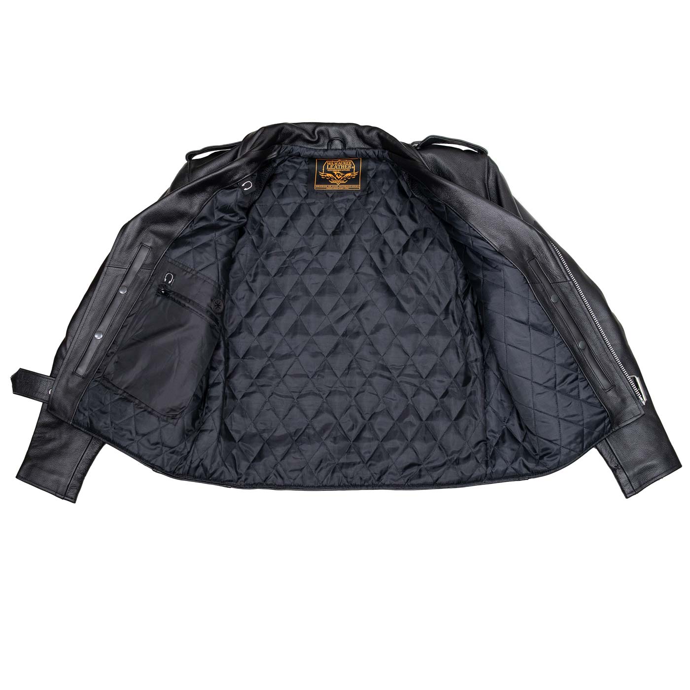 Milwaukee Leather Men's Classic Black Leather Motorcycle Jacket, LKM1703
