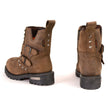 Milwaukee Leather MBL9306 Women's Premium Brown Leather Double Strap Motorcyle Riding Boots