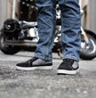 Milwaukee Leather MBM9112 Men's Black Suede with Grey Canvas Reinforced Casual Street Riding Shoes w/ Ankle Support