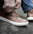 Milwaukee Leather MBM9154 Men's Cognac Leather High-Top Reinforced Street Riding Waterproof Shoes w/ Ankle Support