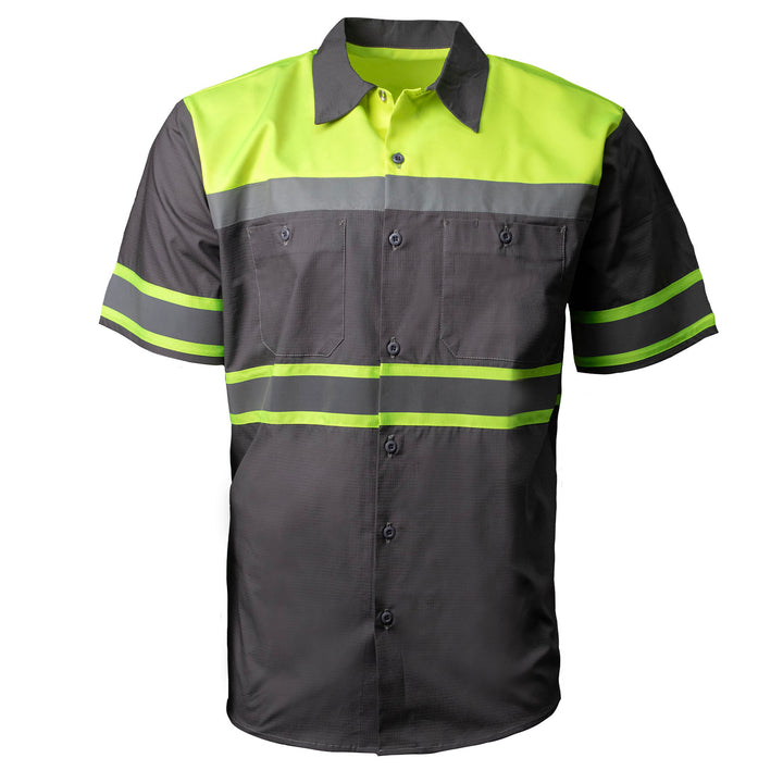 MMCC Men’s Safeway Green/Grey Mechanic Rider Ready Shirt w/ Reflective Strip MDM11615