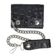 Milwaukee Leather Black Leather Crocodile-Stamped Tri-Fold Wallet, MLW7842
