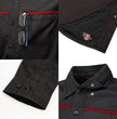 MMCC Men's Octane Long Sleeve Mechanic Shirt - Black with Red Stripe - 50-50 Cotton Poly - MMCC16002