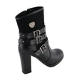 Milwaukee Leather MBL9433 Women's Black Triple Buckle Strap Fashion Riding Boots with Block Heel