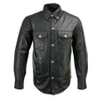 Milwaukee Leather MLM1611 Men's Premium Black Leather Casual Biker Rider Shirt w/ Vintage 5 Cent Buffalo Buttons
