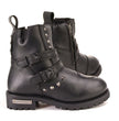 Milwaukee Leather Women's Premium Black Leather Double Strap Motorcycle Riding Boots MBL9307