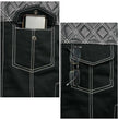 Milwaukee Leather MDM3035 Men’s Wrecker Club Vest – Black Denim & Leather, Diamond Quilt, White Stitch