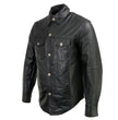Milwaukee Leather MLM1611 Men's Premium Black Leather Casual Biker Rider Shirt w/ Vintage 5 Cent Buffalo Buttons