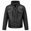 Milwaukee Leather Men's Leather Shirt Jacket with Removable Hoodie and Patch Access - MLM1614