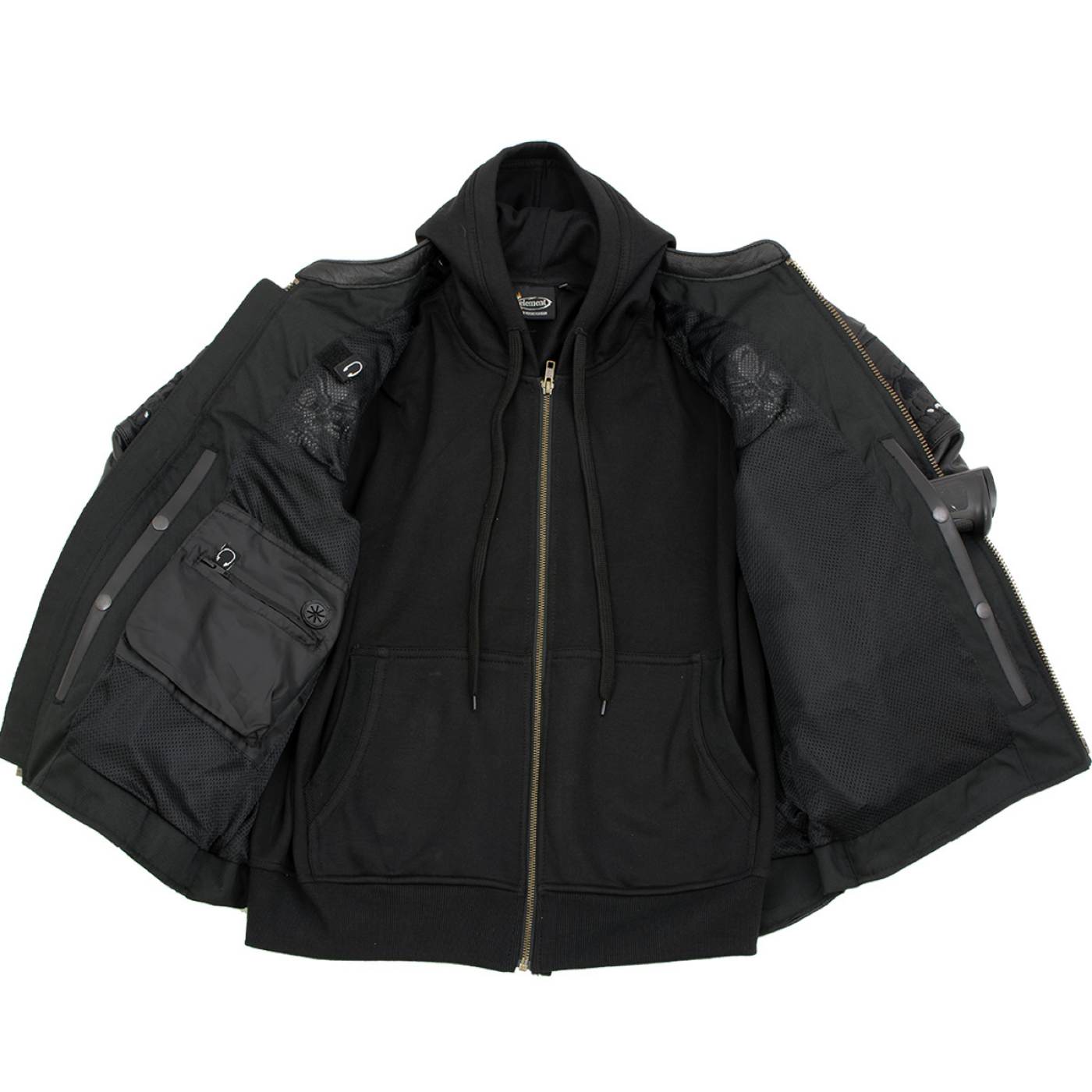Milwaukee Leather Men's Futile CE Armored Leather Motorcycle Jacket w/ Hoodie Liner, Reflective Skull - LKM17016