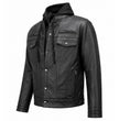 Milwaukee Leather Men's Leather Shirt Jacket with Removable Hoodie and Patch Access - MLM1614
