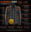 Milwaukee Leather MPM1635 Men’s Armored Riding Flannel – Full Aramid Fiber Lined, CE Shoulder/Elbow Armor