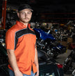 Milwaukee Leather MDM11670 Men’s Orange-Black Mechanic Work Shirt w/ Reflective Strip - Heavy-Duty Button-Up