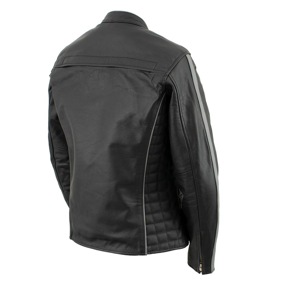 Milwaukee Leather LKL27000 Women’s Vented Premium Black Leather Jacket with Silver Trim