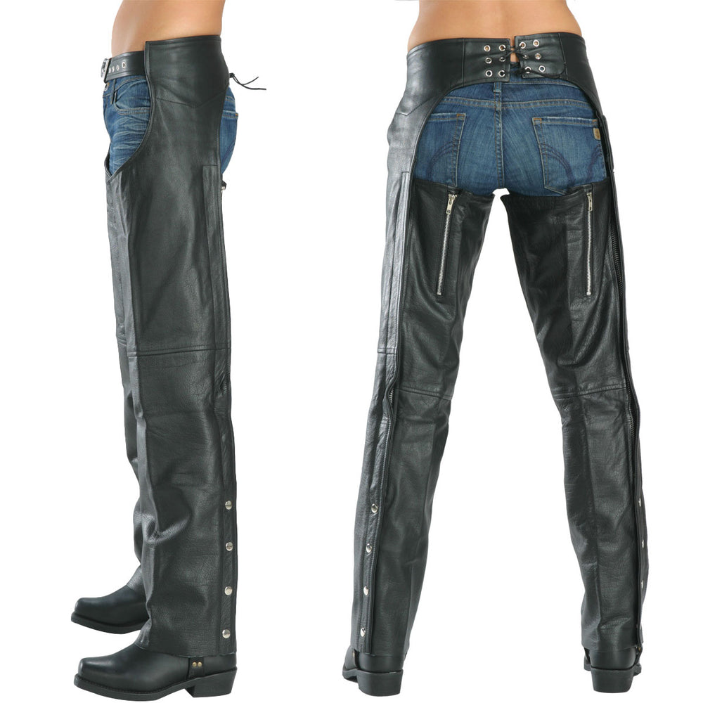 Milwaukee Leather LKL6707 Women's Black Leather Motorcycle Chaps