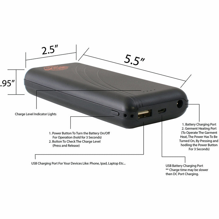 Milwaukee Leather and Nexgen Heat BATTERYHOD74 Universal Battery  for Hoodies