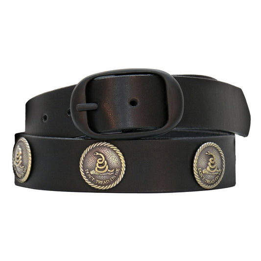 Hot Leathers BLA1133 Men's Don't Thread On Me Black Leather Belt w/ Interchangeable Buckle - 1.5 inches Wide