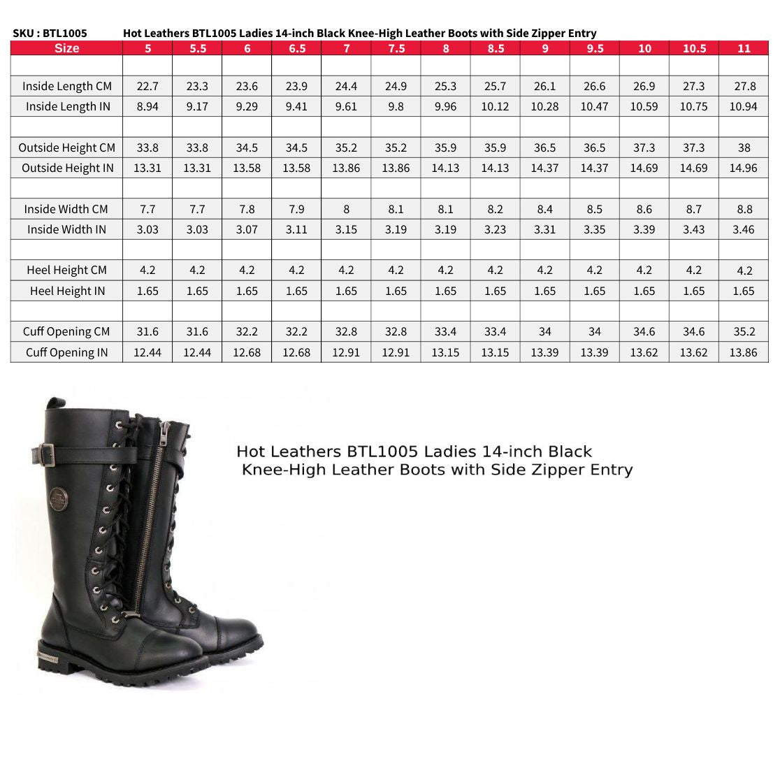 Hot Leathers Women's Midnight Rider Black Knee-High Boots, BTL1005