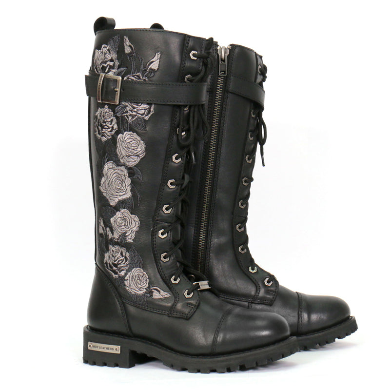 Hot Leathers Women's Wild Rose Black Knee-High Boots, BTL1007