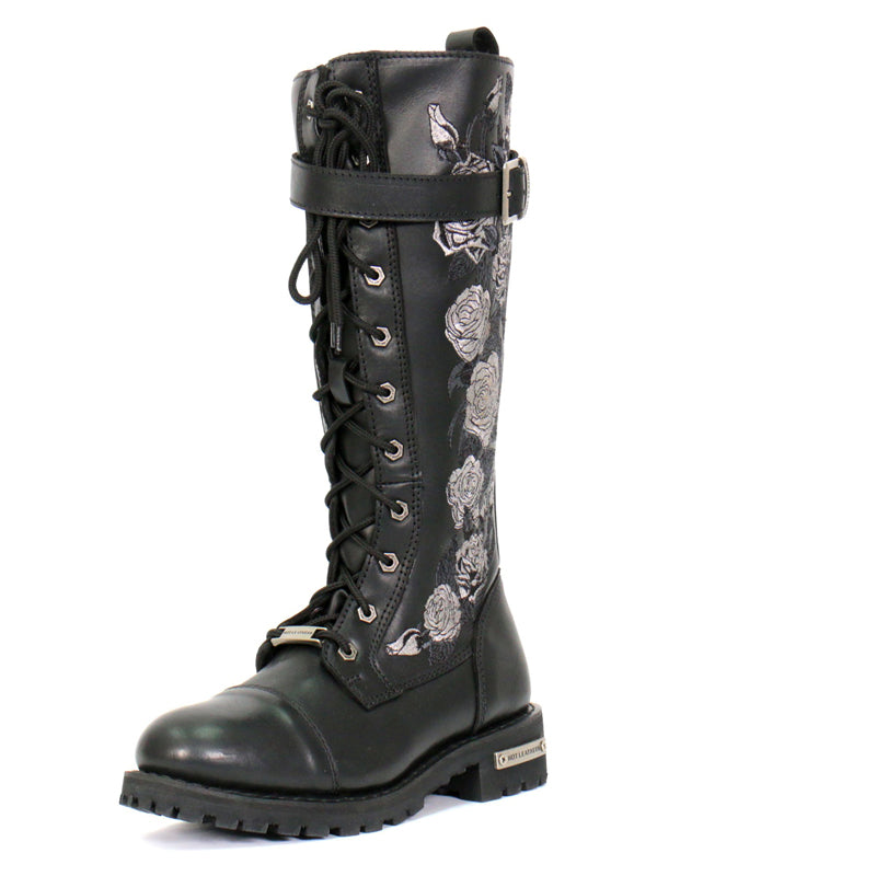 Hot Leathers Women's Wild Rose Black Knee-High Boots, BTL1007