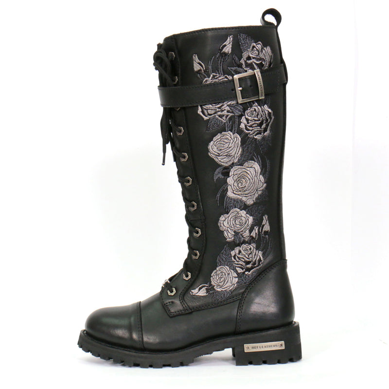 Hot Leathers Women's Wild Rose Black Knee-High Boots, BTL1007