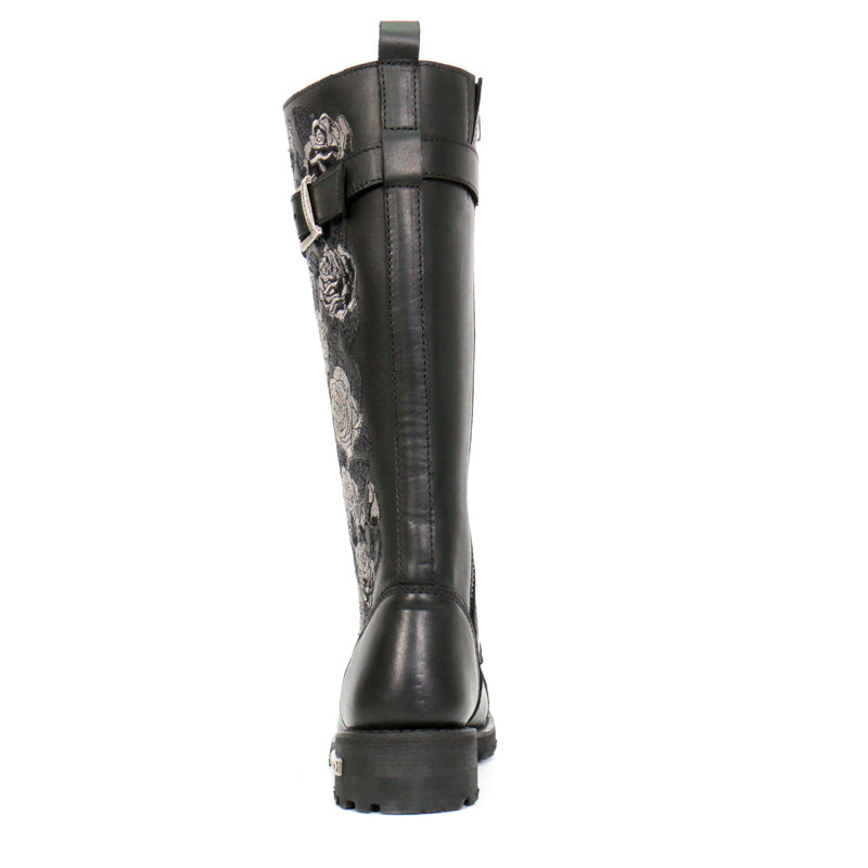 Hot Leathers Women's Wild Rose Black Knee-High Boots, BTL1007