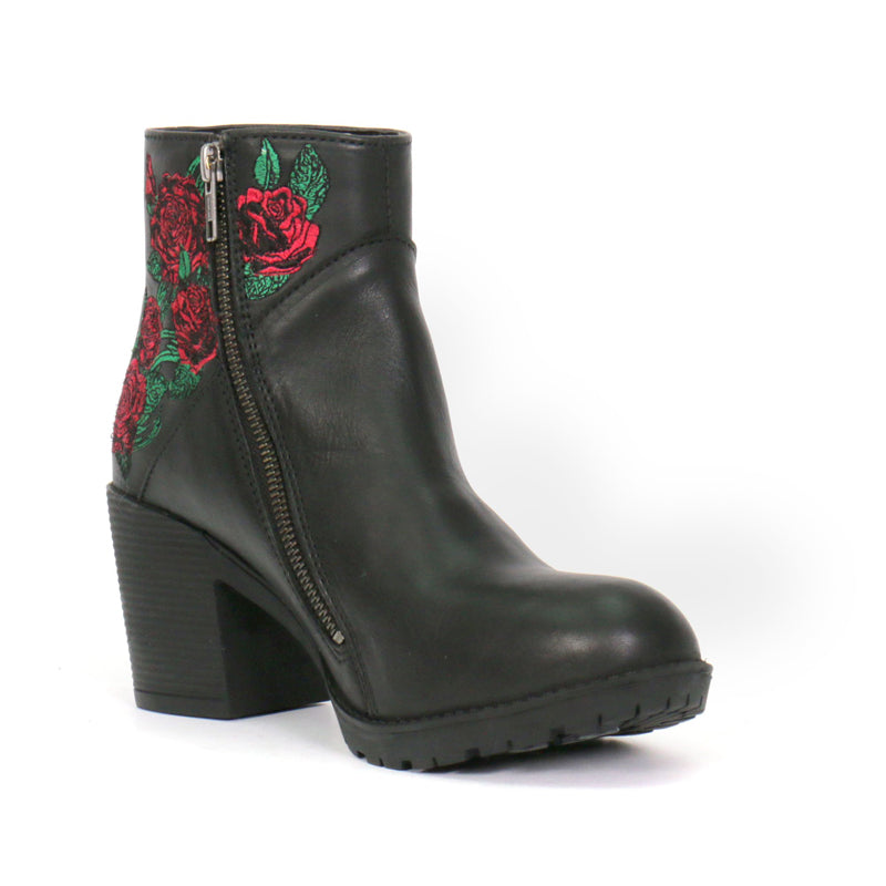 Hot Leathers Women's Thorned Rose Black Zipper Boots, BTL1008