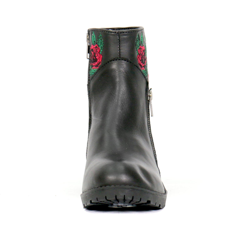 Hot Leathers Women's Thorned Rose Black Zipper Boots, BTL1008