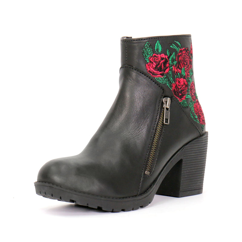 Hot Leathers Women's Thorned Rose Black Zipper Boots, BTL1008