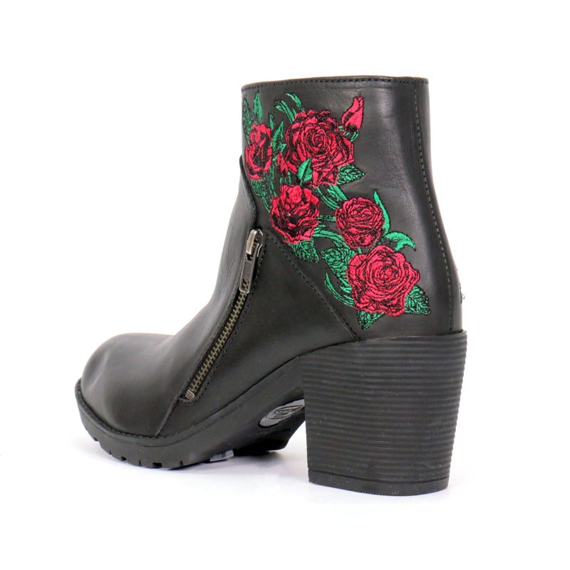 Hot Leathers Women's Thorned Rose Black Zipper Boots, BTL1008