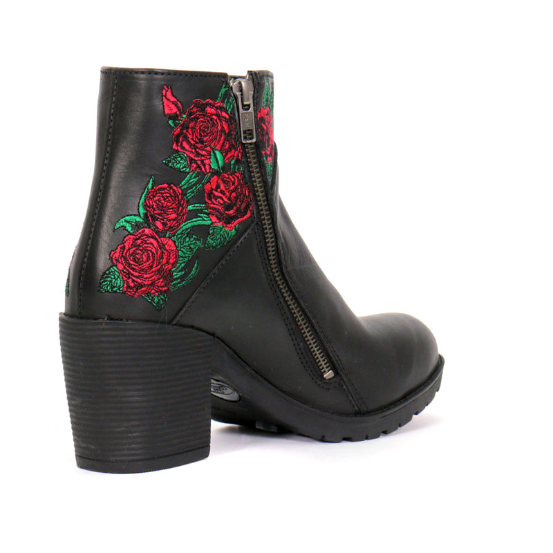 Hot Leathers Women's Thorned Rose Black Zipper Boots, BTL1008