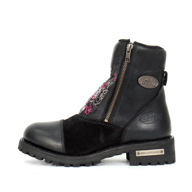 Hot Leathers Women's Sugar Reaper Black Zipper Boots, BTL1009