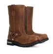 Hot Leathers Men's Rust Brown 11-inch Harness Motorcycle Biker Leather Boots BTM1001