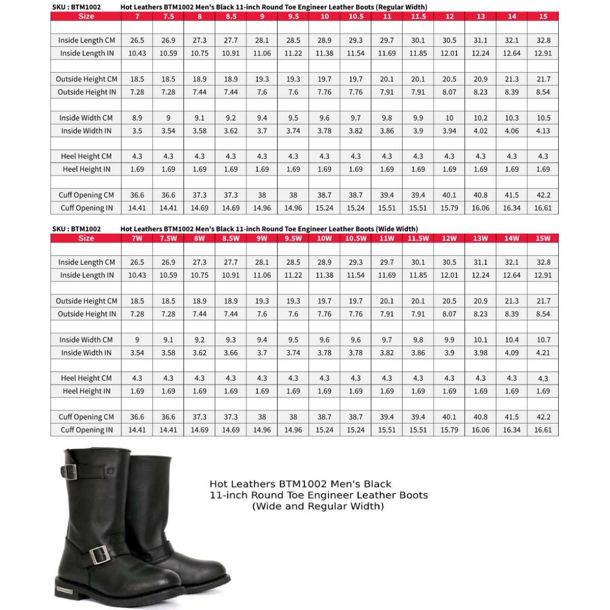 Hot Leathers Men's Iron Road Black Engineer Boots, BTM1002