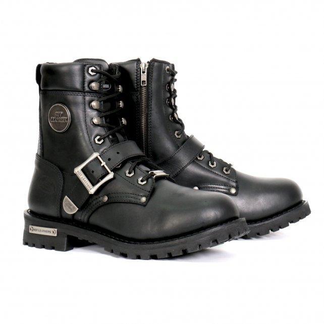 Hot Leathers Men's Iron Buckle Black Logger Boots, BTM1006