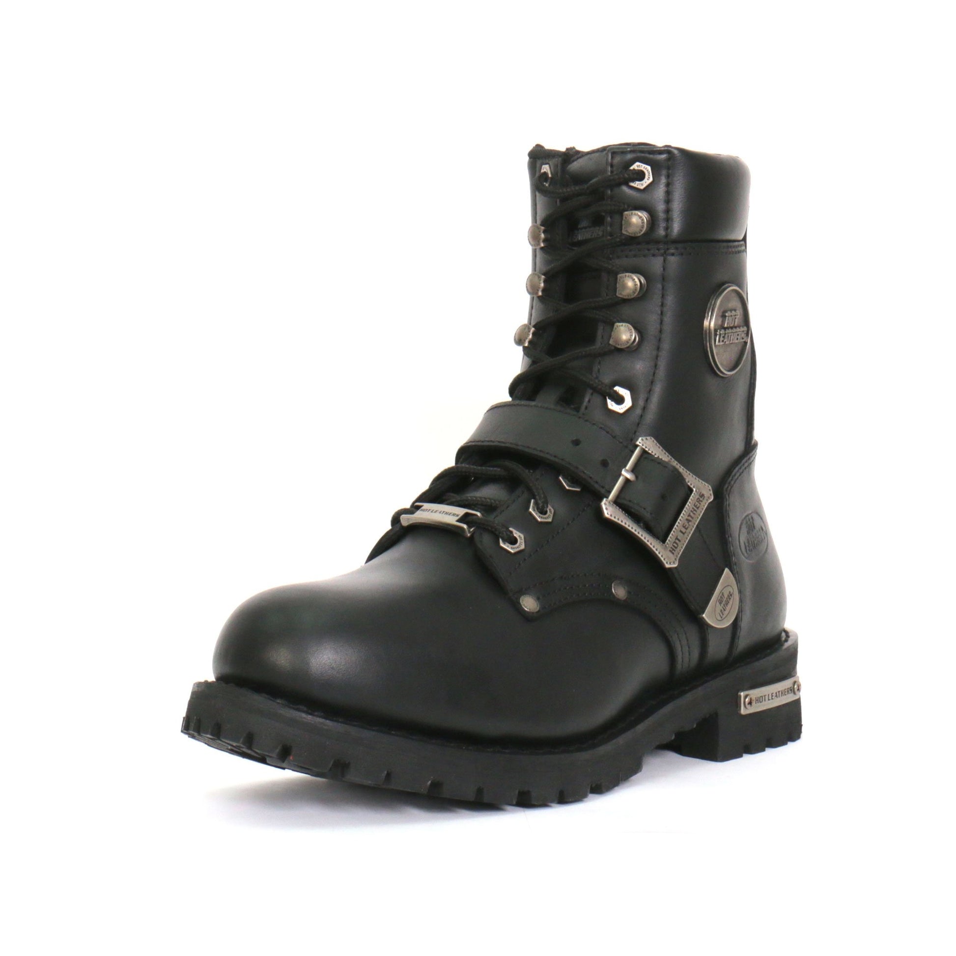 Hot Leathers Men's Iron Buckle Black Logger Boots, BTM1006
