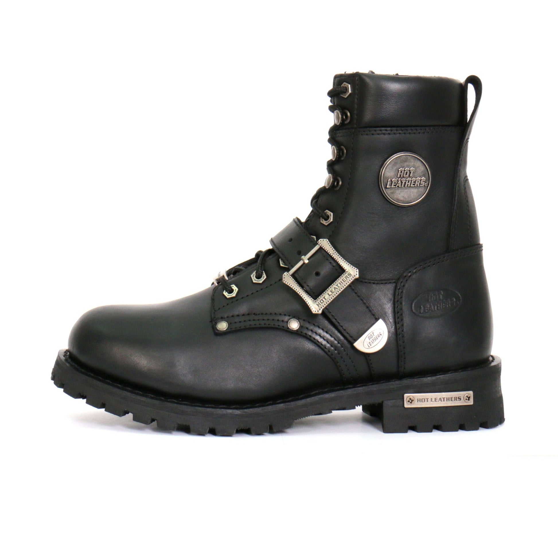 Hot Leathers Men's Iron Buckle Black Logger Boots, BTM1006