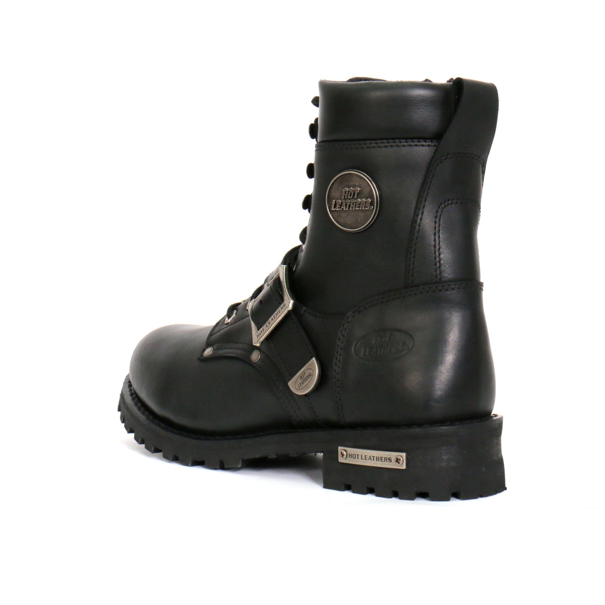 Hot Leathers Men's Iron Buckle Black Logger Boots, BTM1006