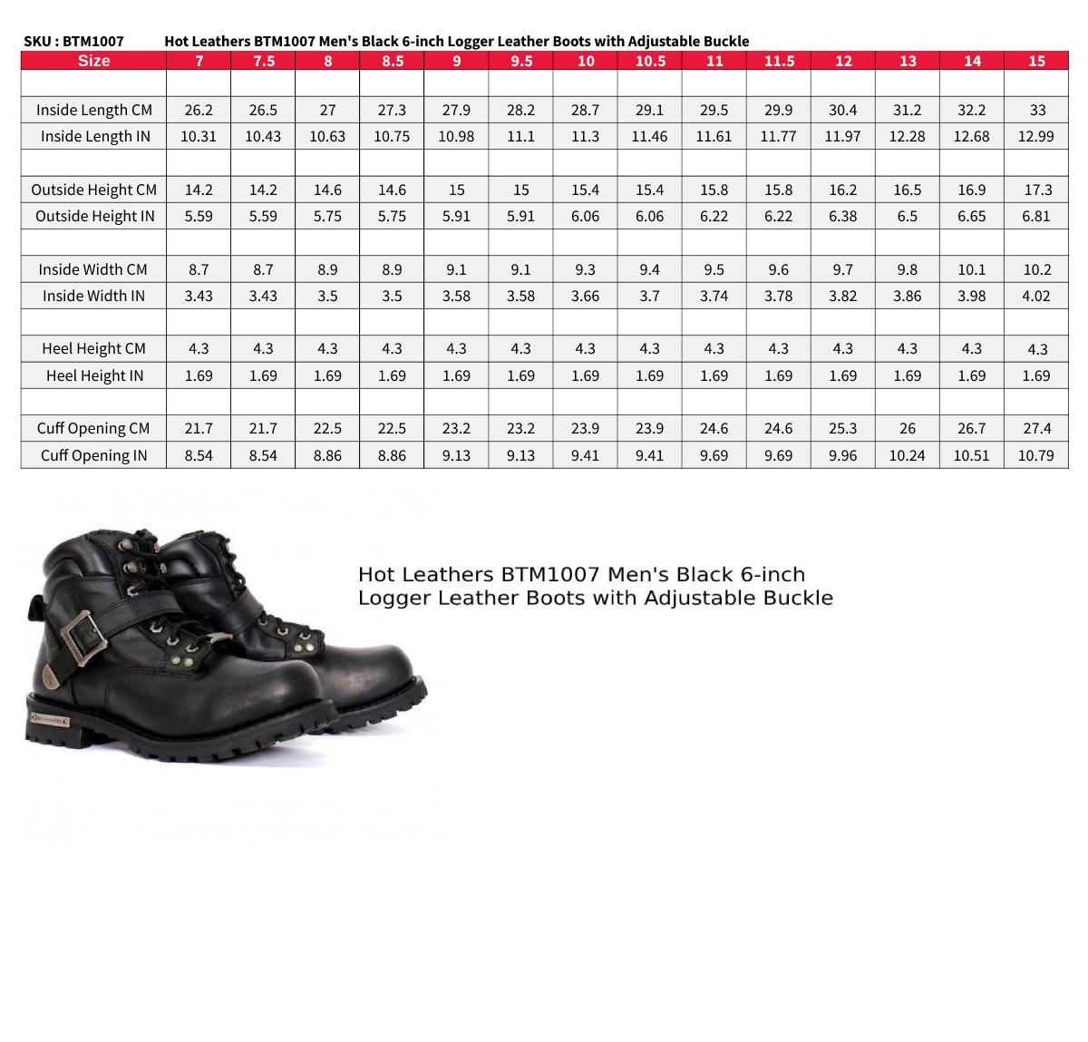 Hot Leathers Men's Road Scout Black Logger Boots, BTM1007