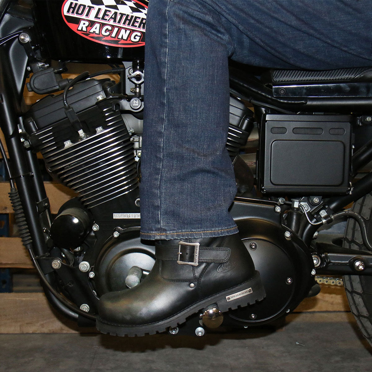 Hot Leathers Men's Blacktop Engineer Black Engineer Boots - BTM1008