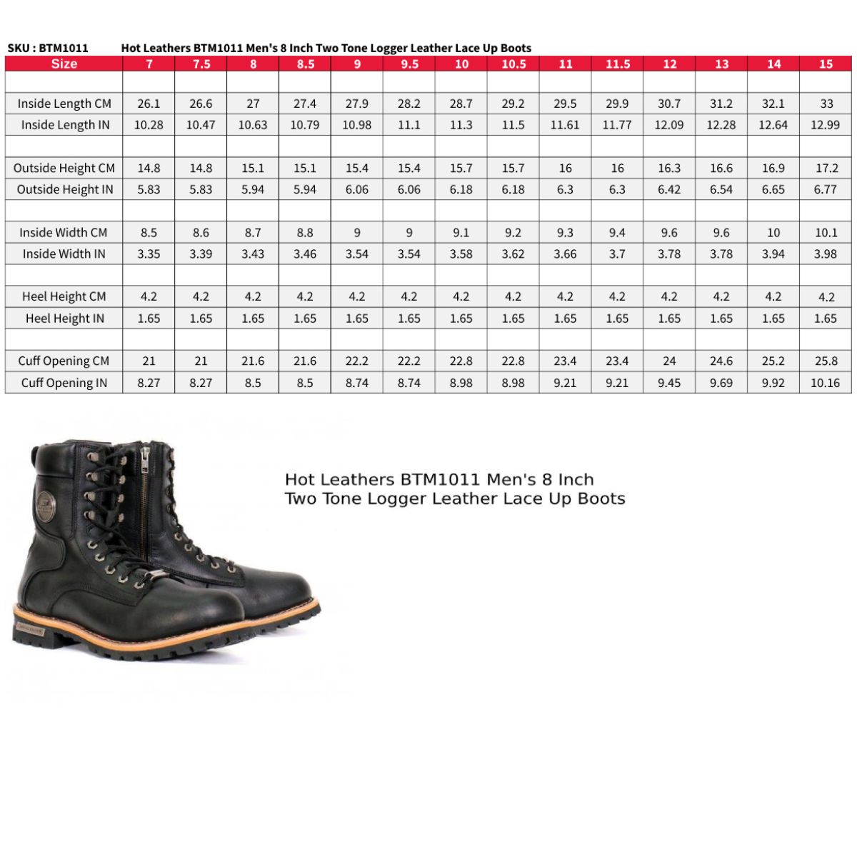 Hot Leathers Men's Two-Tone Renegade Black Logger Boots, BTM1011