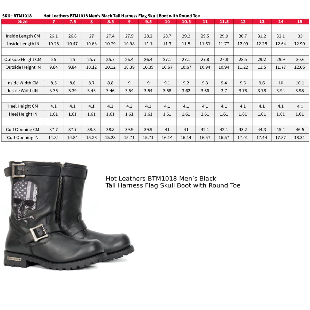 Hot Leathers Men's American Reaper Black Engineer Boots, BTM1018
