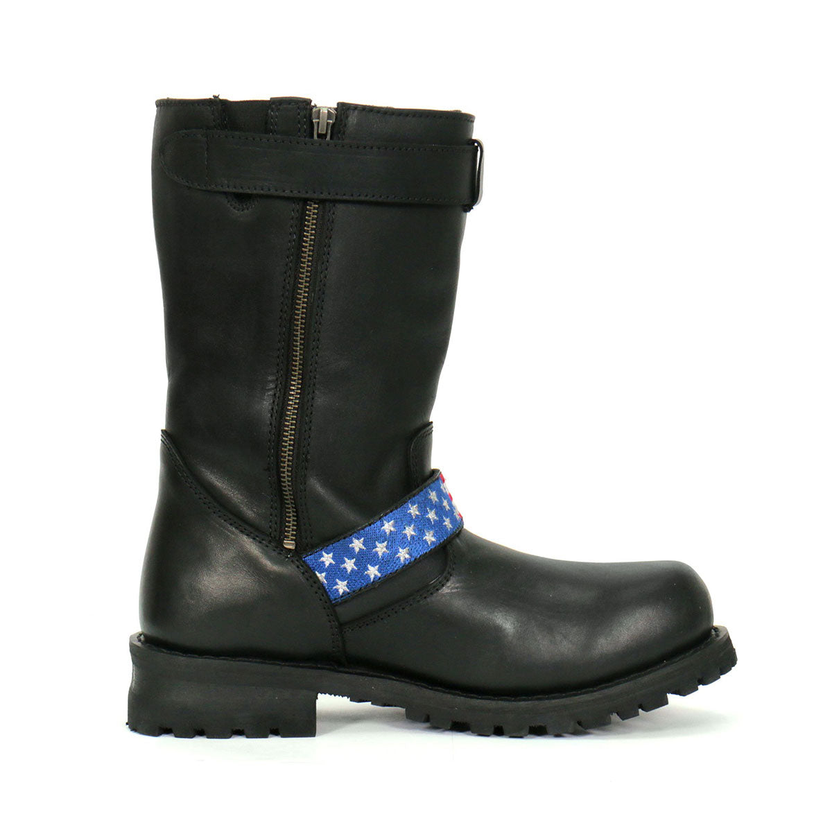 Hot Leathers Men's Stars & Stripes Black Engineer Boots, BTM1019