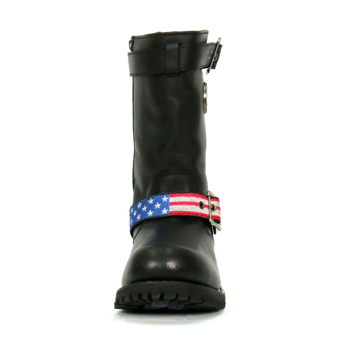 Hot Leathers Men's Stars & Stripes Black Engineer Boots, BTM1019