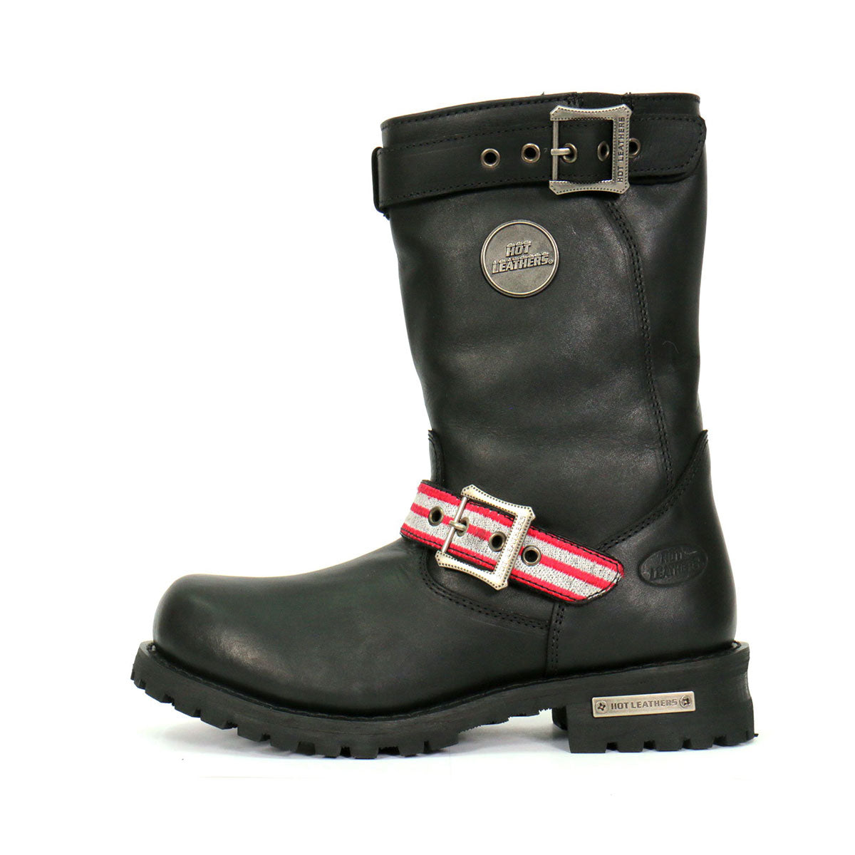 Hot Leathers Men's Stars & Stripes Black Engineer Boots, BTM1019