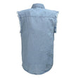 Milwaukee Leather DM1001 Men's Blue Lightweight Denim Shirt with Frayed Cut Off Sleeveless Look